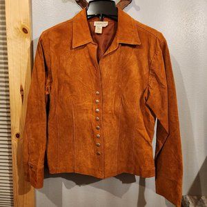 Suede Leather JACKET misses PL petite large COLDWATER CREEK orange Rust NICE